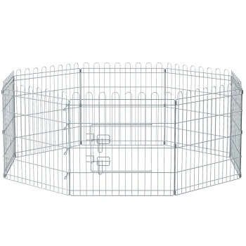 FEANDREA Welpenauslauf Faltbar Silber 1 FEANDREA Welpenauslauf Faltbar Silber