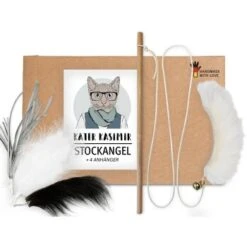 Kater Kasimir Premium Katzenangel Set Aus Buchenholz Mit 4 Handgemachten Anhängern