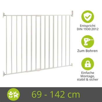 Bomi Tierschutzgitter Maja 82-142 Cm Weiß Für Drinnen & Draußen 2 Bomi Tierschutzgitter Maja 82-142 Cm Weiß Für Drinnen & Draußen – Bild 2