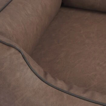 Knuffelwuff Hundebett Henderson Aus Marmoriertem Kunstleder Braun M-L 2 Knuffelwuff Hundebett Henderson Aus Marmoriertem Kunstleder Braun M-L – Bild 2